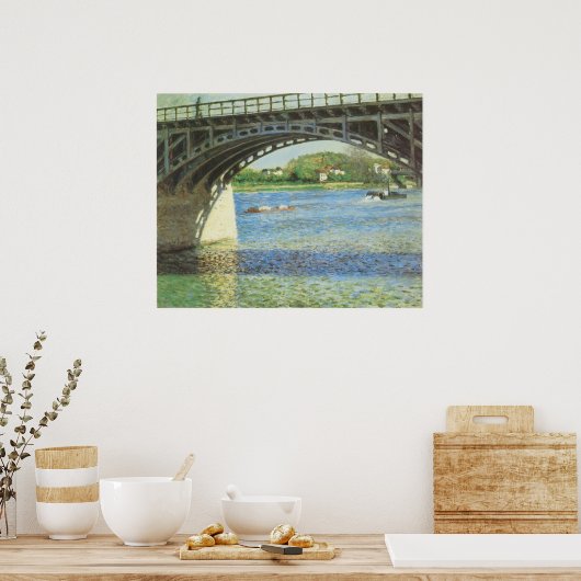 Bridge at Argenteuil by Gustave Caillebotte ポスター (キッチン)