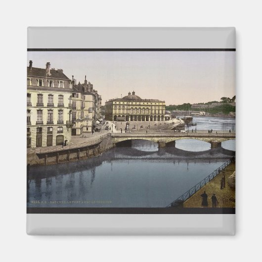 Bridge, Bayonne, Pyrenees,フランスヴィンテージPhotochr マグネット (正面)