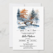 Bridge in Forest Snow in Love Bridal Shower 招待状 (正面)
