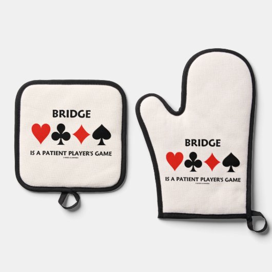 Bridge Is A Patient Player's Game Four Card Suits 鍋つかみ&鍋敷きセット (正面)