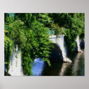 Bridge Of Flowers Impressionist Photo Painting ポスター