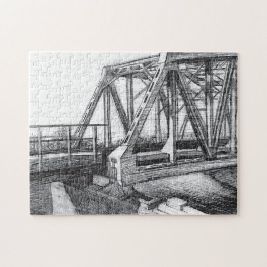 Bridge old pencilart  Monochrome ジグソーパズル (横)