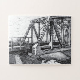 Bridge old pencilart  Monochrome ジグソーパズル