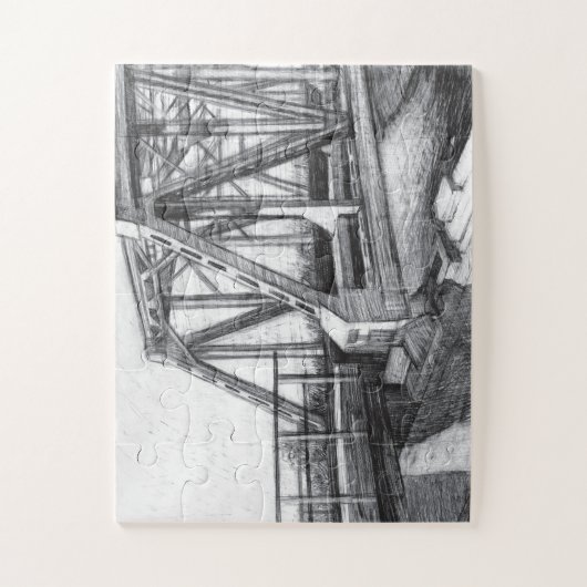 Bridge old pencilart  Monochrome ジグソーパズル (縦)