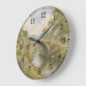 Bridge & River Wall Clock — Scenic Landscape Desig ラージ壁時計 (傾斜)