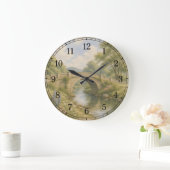 Bridge & River Wall Clock — Scenic Landscape Desig ラージ壁時計 (ホーム)