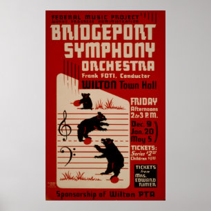 Bridgeport Symphony Orchestra Vintage Music Poster ポスター