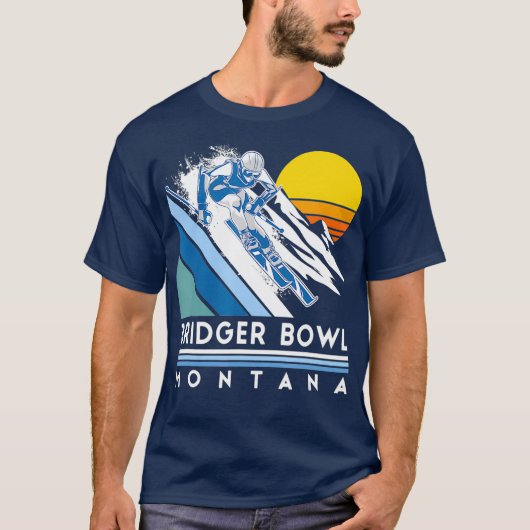 Bridger Bowl Montana Retro Ski Tシャツ (正面)