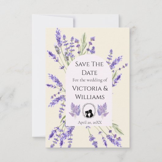 Bridgerton Inspired Regency Lavender Silhouette セーブザデート (正面)
