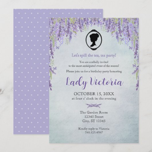 Bridgerton Inspired Spill The Tea Birthday  招待状 (正面/裏面)
