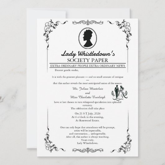 Bridgerton Wedding Invitation – Regency Style   招待状 (正面)