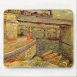 Bridges Across Seine, Asnieres by Vincent van Gogh マウスパッド<br><div class="desc">Bridges Across the Seine at Asnieres by Vincent van Gogh is a vintage fine art post impressionism maritime painting featuring a woman standing on the edge of the river with some boats and a bridge with trains spanning the river Seine. About the artist: Vincent Willem van Gogh was a Post...</div>