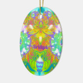 BRIDGET～イースターエッグ～フラクタルマルチカラーかわいらし セラミックオーナメント (左)