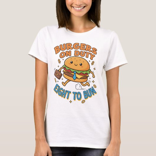 Briefcase Burger – Hustle in a Bun Tシャツ (正面)