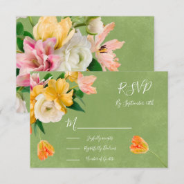 Brightはっきりしたフローラ結婚の応答カードRSVP 出欠カード