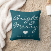 Brightスクリプメリートハートファミリー名クリスマス クッション (ブランケット)