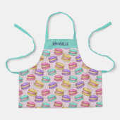 Bright カラフル Macaron Cookieのフェイクグリッター名 エプロン (正面)