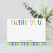 Bright カラフル Plaid Thankパーソナライズされた Notes サンキューカード (スタンド正面)