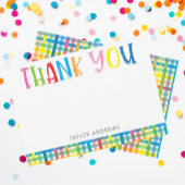 Bright カラフル Plaid Thankパーソナライズされた Notes サンキューカード