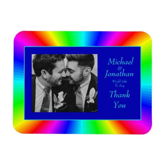 Bright カラフル Rainbow結婚's Thank You マグネット (横)