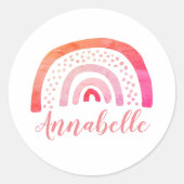 Bright パーソナライズされた Rainbow Nameステッカー ラウンドシール (正面)