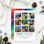 Bright メリー Moments 2024フォトコラージュ シーズンカード<br><div class="desc">別の奇妙な年だったが、その輝かしい瞬間があった！そしてモダンカラフルコラージュのスタイルの休日のグリーティングは、9つの正方形の写真宇宙を備えている – インスタパーソナライズされたグラムの写真に最適な、"メリー & Bright"のレインボー色の文字はっきりしたとカスタム、可能な文字の黒のとカードの背面に斜めのレインボーののパターン。写真のヒントクリック: 「変更」をクリックして、デフォルトの写真を写真に置き換える。アップロードする前に、写真を希望の正方形に切り取る必要がある場合がある。</div>