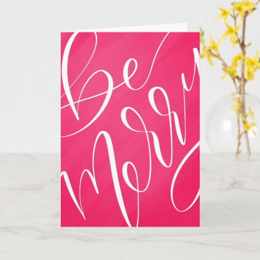 Bright モダン Script Christmas Holiday - Be メリー カード (黄色い花)
