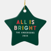 Bright 1 photo green fun modern Christmas family  セラミックオーナメント (正面)