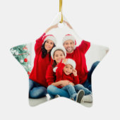 Bright 1 photo green fun modern Christmas family  セラミックオーナメント (裏面)