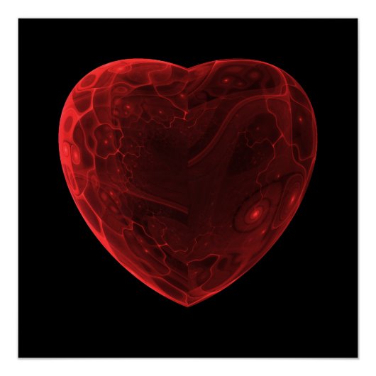 Bright abstract fractal red heart, Fractal  heart ポスター (正面)