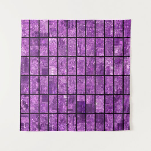 Bright abstract mosaic violet background with glos タペストリー (正面)