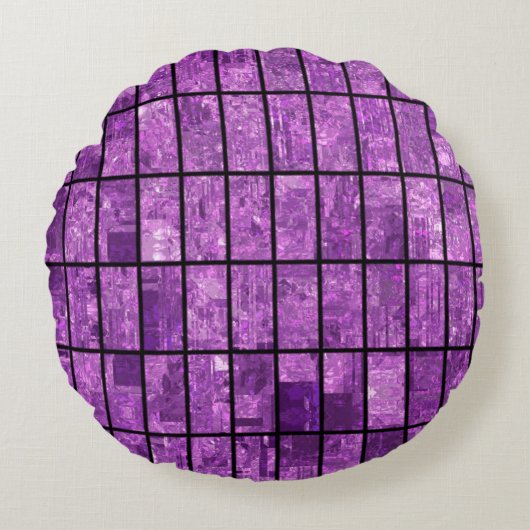 Bright abstract mosaic violet background with glos ラウンドクッション (正面)
