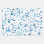 Bright Airy Blue Summer Floral Pattern ラッピングペーパーシート (正面2)