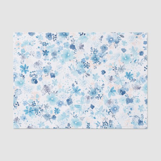 Bright Airy Blue Summer Floral Pattern 薄葉紙 (正面)