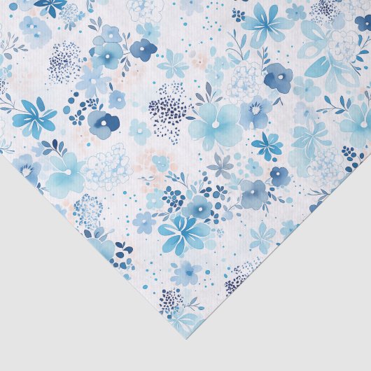 Bright Airy Blue Summer Floral Pattern 薄葉紙 (詳細)