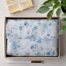 Bright Airy Blue Summer Floral Pattern 薄葉紙