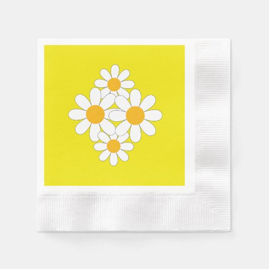 Bright and Bold Daisy 縁ありカクテルナプキン (正面)