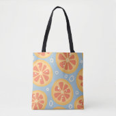 Bright and Bold Orange Slices Pattern on Blue トートバッグ (正面)
