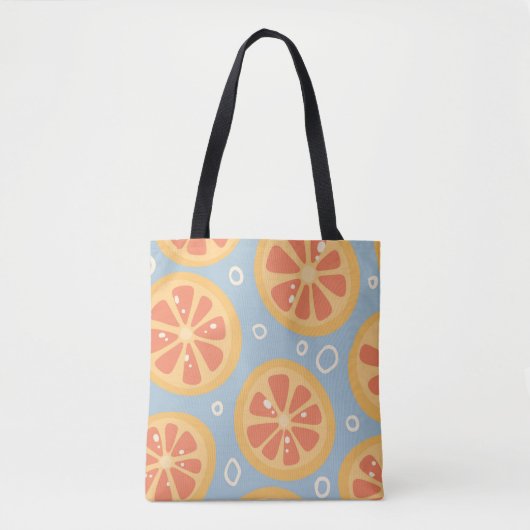 Bright and Bold Orange Slices Pattern on Blue トートバッグ (正面)