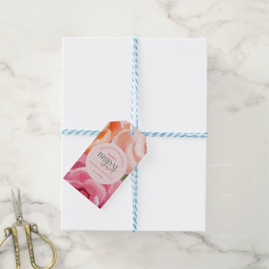 bright and bold vibrant floral bridal shower ギフトタグ (より糸付き)