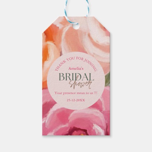 bright and bold vibrant floral bridal shower ギフトタグ (正面)