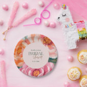 bright and bold vibrant floral bridal shower ペーパープレート (パーティー)