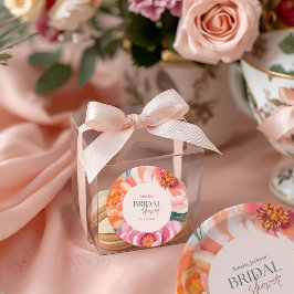 bright and bold vibrant floral bridal shower ラウンドシール