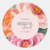 bright and bold vibrant floral bridal shower ラウンドシール (正面)