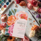 bright and bold vibrant floral bridal shower 招待状