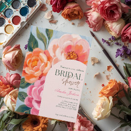 bright and bold vibrant floral bridal shower 招待状