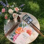 bright and bold vibrant floral bridal shower 招待状