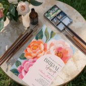 bright and bold vibrant floral bridal shower 招待状