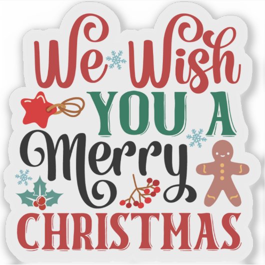 Bright and Cheerful Merry Christmas Sticker Design シール (正面)