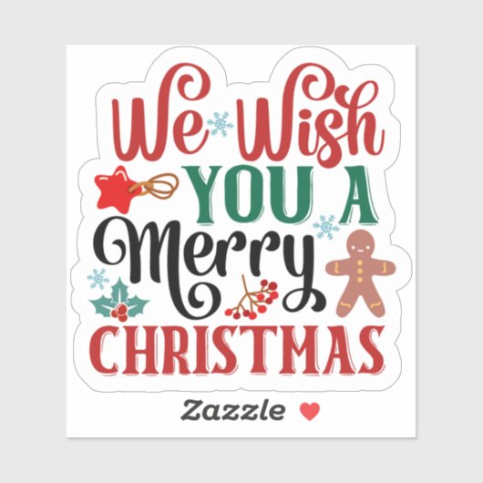 Bright and Cheerful Merry Christmas Sticker Design シール (シート)